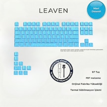 Mekanik Klavye Tuş Takımı -pbt Çift Baskı Keycap Seti- Çizgi Desenli 97 Tuşlu -mavi Tuş Takımı