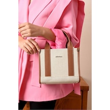 Just Polo Kadın Yeni Sezon Ayarlanabilir Askılı Lüks El Ve Omuz Çantası Shoulder Bag Ebat: 19 X 23 Cm Kahverengi - Krem