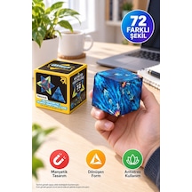 Manyetik Sonsuz Küp Qiyi 72 Şekilli Dönüşen Zekâ Oyunu Antistres Peacock Mavi 6,3 Cm