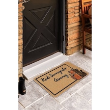Bej Kedi Desenli Kapı Önü Paspası Kp10n11