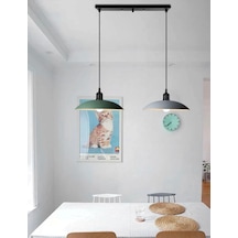 Rsylight Retro Metal Dekoratif Rustik Masa Üstü Sıralı 2 Li Sarkıt Avize Genişlik 60 Cm Beyaz