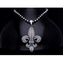 Vog Oksitli Fleur De Lis Zirconia Taşlı 925 Ayar Gümüş Sevgiliye Eşe Babaya Hediye Kolye