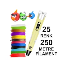 Sarı 3d Kalem Yazıcı 25 Renk 250 Metre 25x10metre Pla Filament