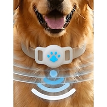 Gözcü Mobil Boş Airtag Yuvalı Kedi Köpek Tasması Evcil Hayvan Pet Takip Cihazı Silikon Yaka Kılıfı Şık Tasarım Beyaz Beyaz