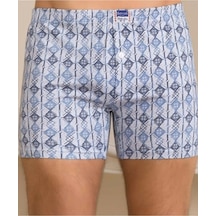 Erkek Beyaz Pamuklu Boxer 5'li Mavi