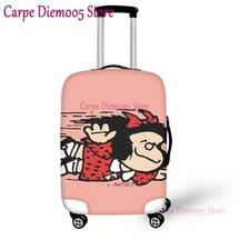 Sevimli Karikatür Mafalda 3d Desen Baskı Elestic Toz Su Geçirmez Seyahat Bagaj Kapağı 18-32 Inç Koruyucu Bavul