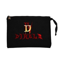 Diablo IV Logo ve Text Siyah Clutch Astarlı Cüzdan / El Çantası Siyah
