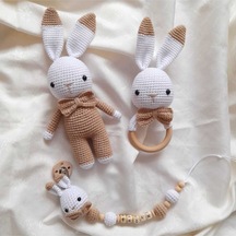 El Örgüsü Amigurumi Tavşan Seti 3'lü