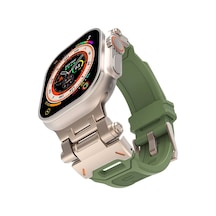 Watch Ultra 49mm Sbt- Krd-108 Metal Başlıklı Silikon Kordon-starlight-yeşil