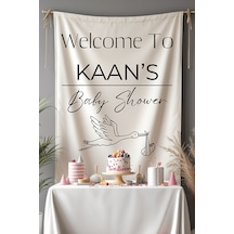 Baby Shower Kişiye Özel İsimli Karşılama Flaması - Leylek Temalı Kumaş Afiş