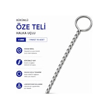 Bükümlü Öze Teli Halka Uçlu 4 Mm 1 Paket 10 Adet