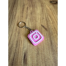 Nfc Anahtarlık - İnstagram Anahtarlık Pembe Büyük Boy 4,5 Cm