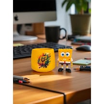 Sevimli Sünger Bob Sponge Bob Fotoğraf Not Tutucu Ofis Masası Setli Tutacak Hediyelik Sarı