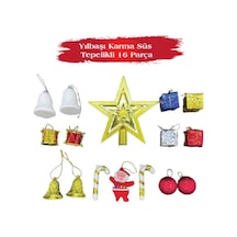Yılbaşı Karma Süs Tepelikli 16 Parça