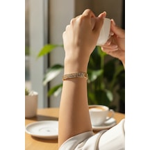 Cm Labirent Model Zirkon Taşlı Vıp Seri Gold Renk Pirinç Kadın Bileklik