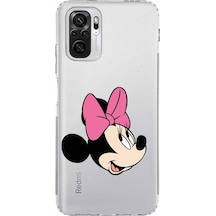 Xiaomi Redmi Note 10 4g Kamera Korumalı Kapak Minnie Mouse Tasarımlı Şeffaf Kılıf Şeffaf