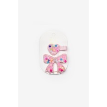 Pembe Kalp Ve Fiyonk Figürlü Kız Çocuk 2'li Toka Set Pembe