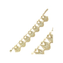 5,5 Mm Doğal İncili Yelpaze Modelli Bileklik Gold Sarı Altın