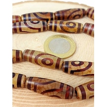 2 Göz Tibet Akik Taşı Silindir Kesim 10x30mm/adet 45798-1 Mor