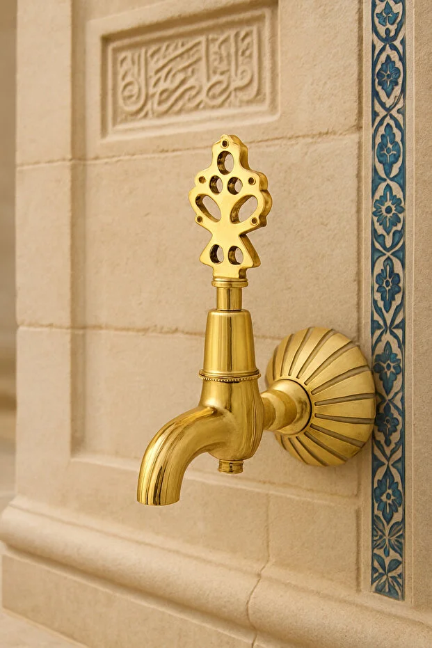 Osmanlı Musluk Pirinç Nostaljik Hamam Banyo Lavabo Antik Musluk Altın-gold