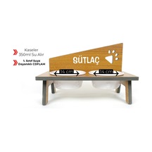 Realwood Suya Dayanıklı Seramik Kaseli İsimli Kedi Köpek Mama Kabı Stantı