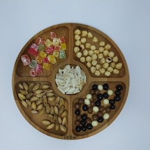 Tipico 5 Bölmeli Yuvarlak Çerezlik Kahvaltılık Ahşap