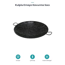 Emaye Kavurma Sacı Kulplu Geleneksel Pişirme Tavası Siyah
