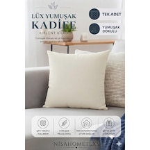 Lüks Yumuşak Dokulu Kadife Salon Kırlent Kılıfı Krem, 50 Cm X 50 Cm Diğer