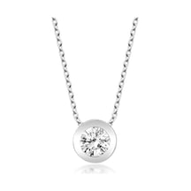 Swarovski Tek Taş Yuvarlak Detaylı 925 Ayar Gerçek Gümüş Kadın Kolye