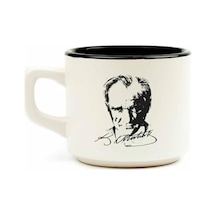 Atatürk Portre Beyaz Venüs Kupa - Hediye Seramik Kupa Açık Ahşap