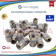 Novacom Rg 6 Kendinden Sıkmalı F Konnektor 5 Adet