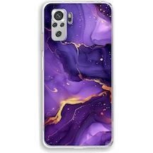 Redmi Note 10 Ve 10s Uyumlu Ametist Taşı Mor Mermer Baskılı Silikon Kılıf Renkli