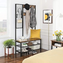 Metal Portmanto, Elbise Askılığı, Vestiyer, Ayakkabılık, Siyah, Tel Askılık Siyah