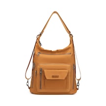 Saten Kumaş Hem Sırt Hem De Omuz Çantası 2129 Camel