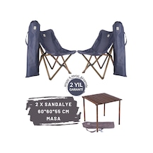 Bag The Joy Ahşap Masa Sandalye Seti Antrasit-Lacivert-60 60 55cm Kahverengi - Lacivert