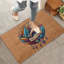 Valerine Life Tüy Ve Kuş Çemberi Oyma Yazılı Welcome Kapı Önü Paspası 45x70cm