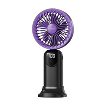 Robeve Aufn19 5 Kademeli Güçlü El Fanı Mini Fan Şarjlı Taşınabilir Mini Vantilatör, Dijital Ekranlı, Sessiz Çalışma, Uzun Pil Ömrü, Masaüstü & El Tipi Kullanım Siyah