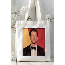 Art Hediye Miles Teller Baskılı Bez Çanta Omuz Çantası Kişiye Özel Desen 2 Çok Renkli