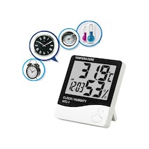 Digital Ekranlı Termometre Saat Alarm Sıcaklık Nem Ölçer