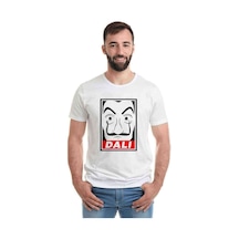 La Case De Papel Salvador Dali Baskılı Beyaz Erkek Tshirt