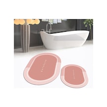 Buççin Online Mağaza Dijital Baskılı Kaymaz Taban Yıkanabilir Oval İkili Banyo Paspas Klozet Takımı, V-o-klozet-01-pembe, Çok Renkli