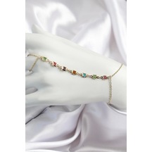 Pirinç Renkli Kare Zirkon Taşlı Y Model Gold Renk Kadın Şahmeran - Tj-sn682 Çok Renkli