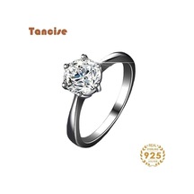 Tancise Klasik 925 Ayar Gümüş Mozanit Yüzük Bayanlar Takı Düğün Promise Parti Hediye 1ct/18 - Standart Gümüş