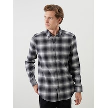 Lcwaıkıkı Classic Siyah Regular Fit Uzun Kollu Ekose Poplin Erkek Gömlek