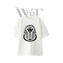 Thewert Firavun Tasarım Baskılı Ünisex Beyaz Oversize T-shirt