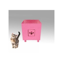 Kedi Kulübesi Lüx Plus Pink Pearl Özel Yağlı Boya Ahşap Kedi Evi 35 x 40 x 45 CM