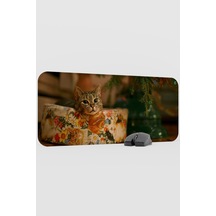 Yeni Yıl Kediler- Kedi- Yılbaşı V2 70x30 Xl Gaming Kauçuk Kaymaz Taban Mouse Pad Fare Altlığı