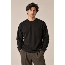 Alexandergardi Bisiklet Yaka Cep Detaylı Sweatshirt Siyah