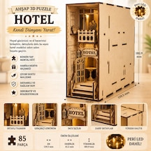 Hotel Book Nook Ahşap Maket Seti Dıy Miniatür Otel Binası Peri Led'li Kitaplık Dekoru