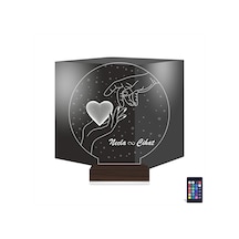 Luvivia Sevgiliye Hediye Kalp Elele Kişiye Özel 3d Lamba - Masa Gece Lambası